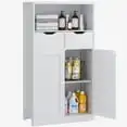 

Bathroom Storage Cabinet, Freestanding Pantry Cabinet With 2 Drawers And Adjustable Shelves, Wooden Floor Storage Organizer For
