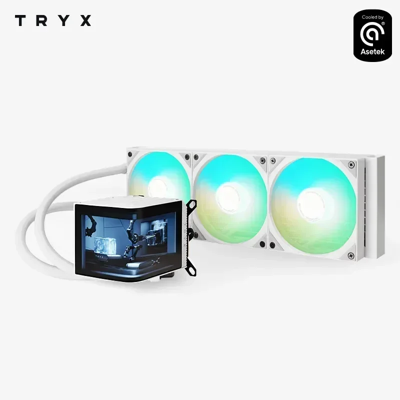 Refrigerador de líquido TRYX PANORAMA 360mm ARGB tela curvada de 6,5 polegadas/Asetek 8a geração/suporte de software KANALI