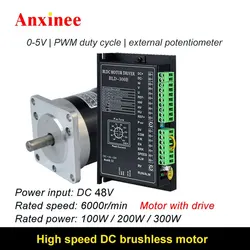 High Speed 48V 100W 200W 300W 400W DC Brushless For DIY Robot speed controlled Motor 6000rpm With Driver Kit