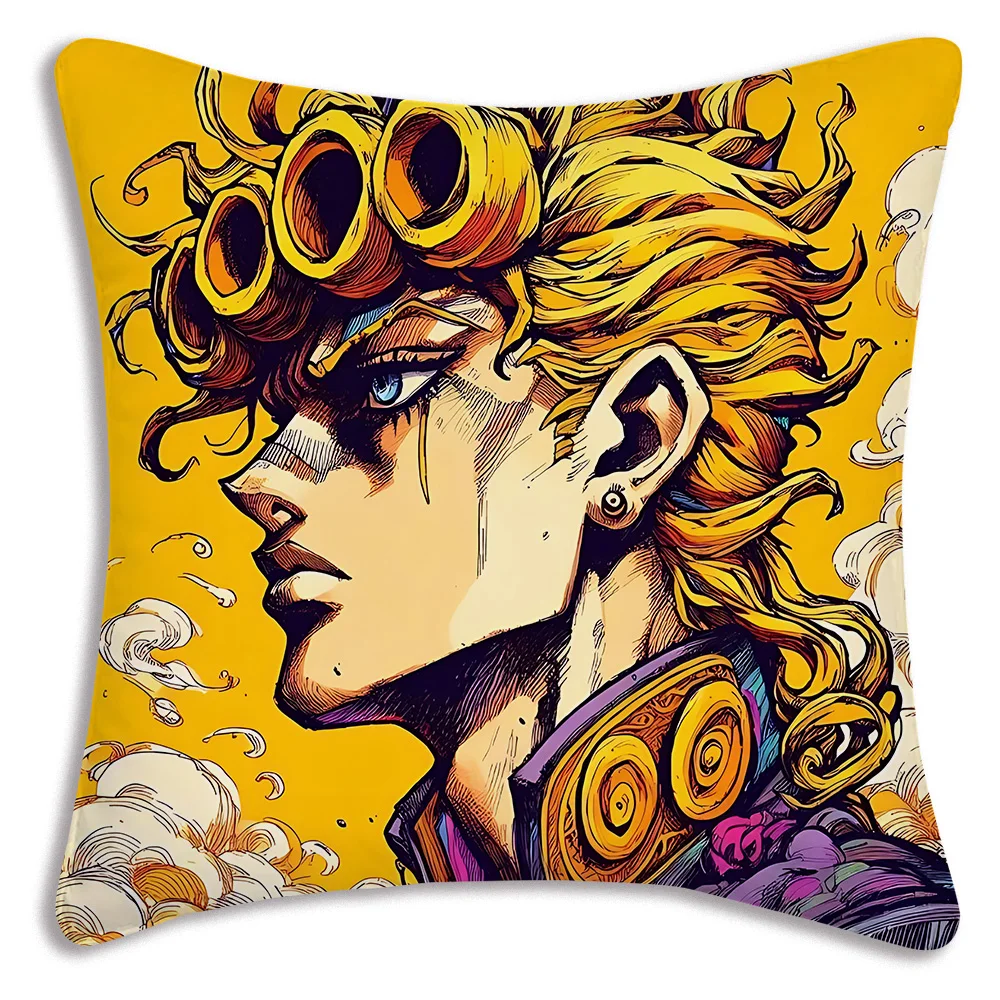 Hot Anime JoJo Bizarre Adventure Pillow Covers Cartoon Sofa Decorative Home Double-sided Printing Short Plush Cute Cushion Cover