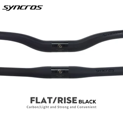 SYNCROS-Official Bicycle Carbon Handlebar, MTB Handlebar, Black Matte Rise, Flat Mountain Bike Accessories, Width 580-760mm