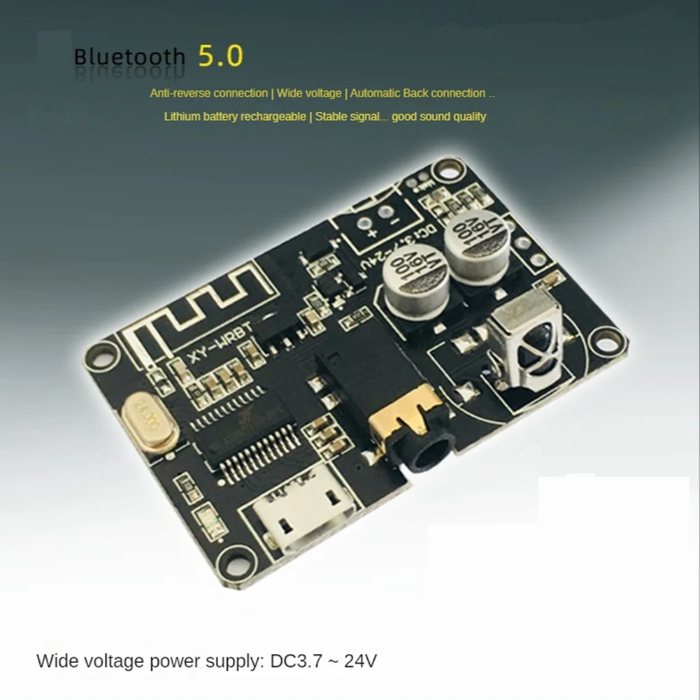 XY-WRBT BT5.0 Decoding Board Dual-Channel Stereo Audio Module DC3.7-24V Wide Voltage Volume Adjustable Speaker Amplifier