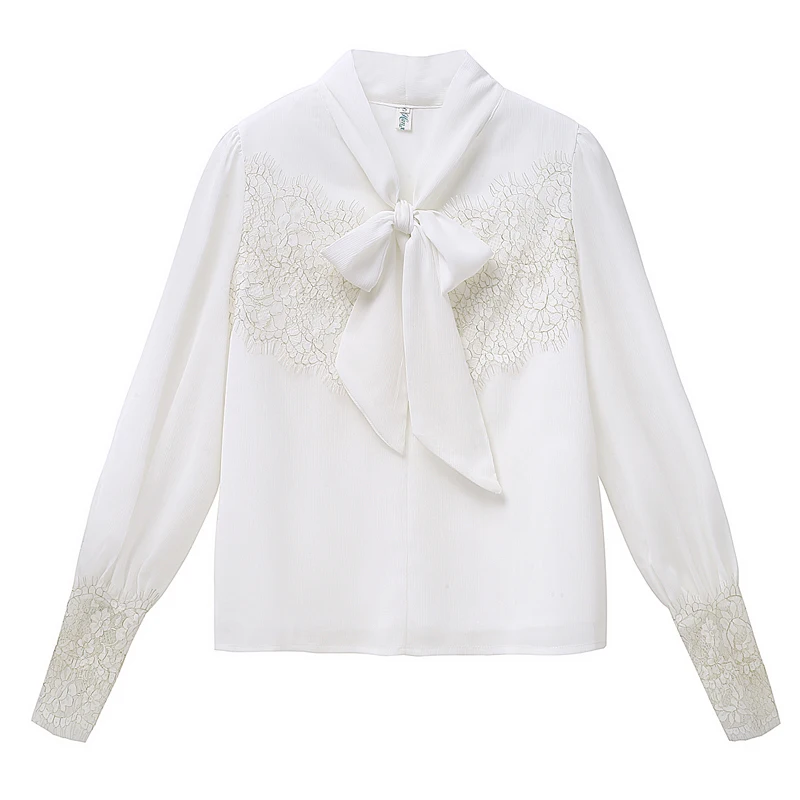 Camicetta da donna bianca con cuciture in pizzo chic 2025 Camicie da festa stile preppy dolce e carino per ragazze da donna Top casual Femme