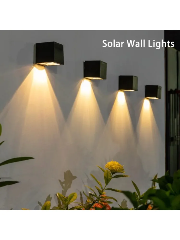 LED Solar Light Outdoor Tuin Vierkante Wandlamp Binnenplaats Tuin Hek Verlichting Wanddecoratie Lamp - afbeelding 2