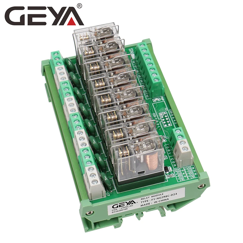 GEYA NG2R 8 Channel Relay Board 12V 24V Relay Board Remote Control Relay Module AC DC 1NO1NC