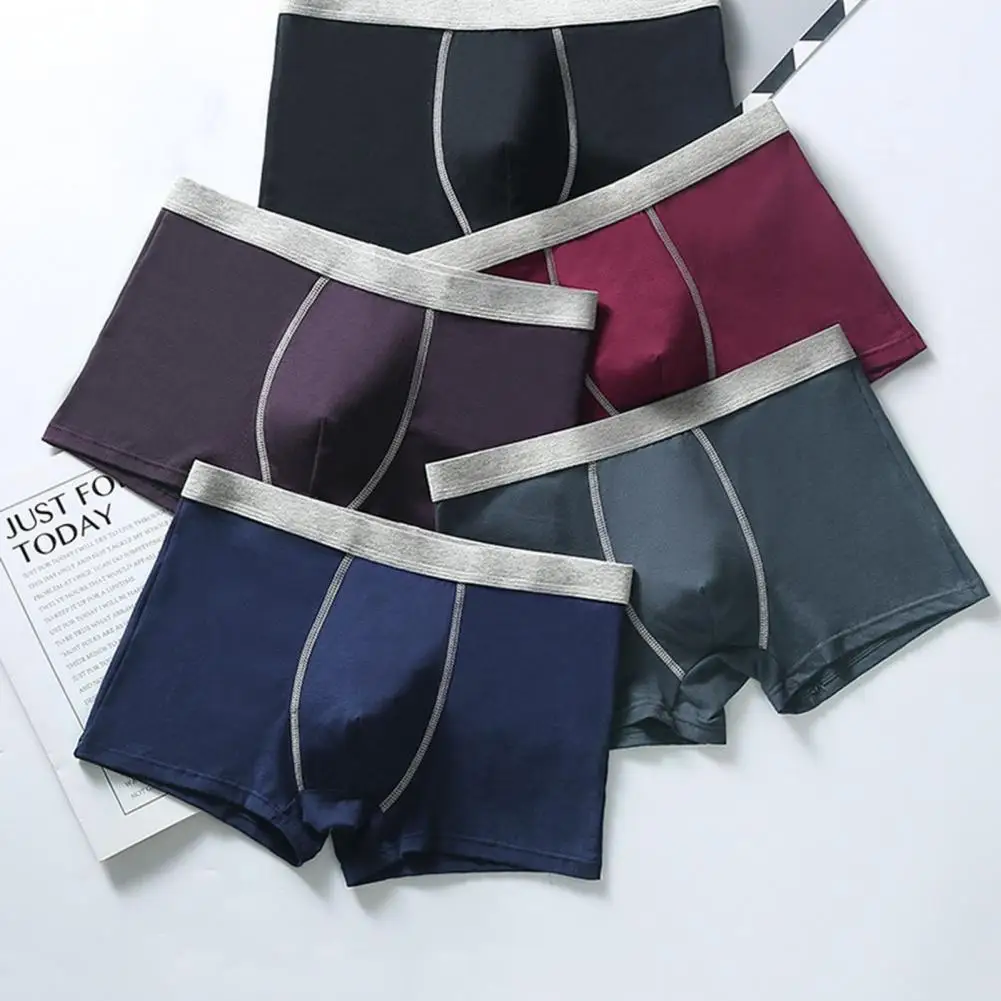 Men Boxers Contrast Colors Plus Size Breathable Male Briefs Quick Dry Male Briefs U Convex Stretchy Intimacy Men Underpants