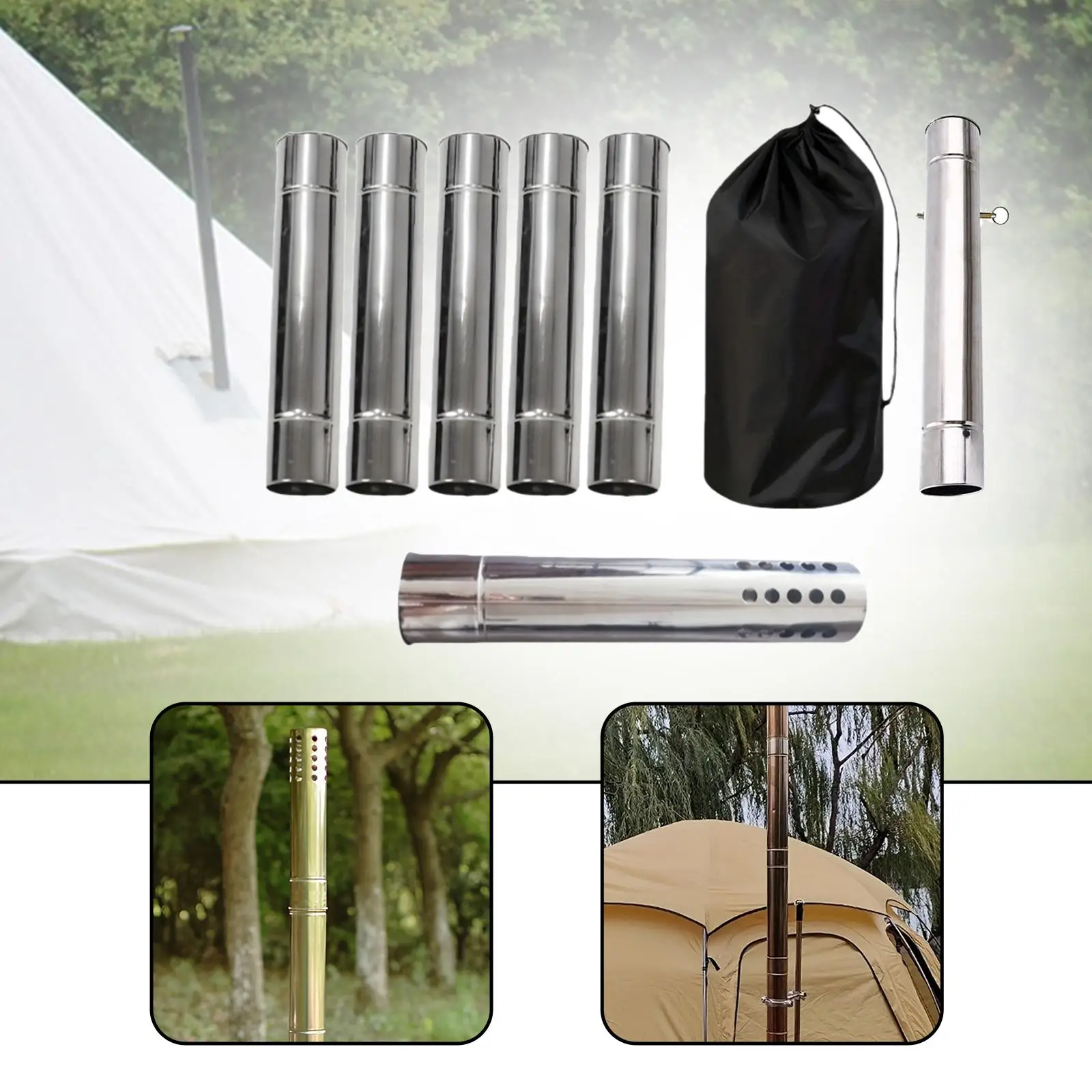 

Дымоходная труба для дровяной печи с сетчатым чехлом для походной печи, портативный аксессуар для уличного обогревателя