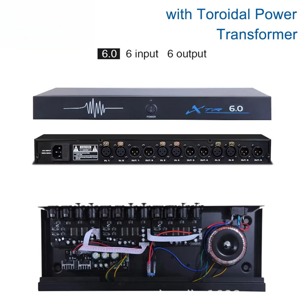6.0 Feedback Suppressor with Toroidal Power Transformer Processor Speakers Audio System Sound Digital Signal 6 in 6 Out