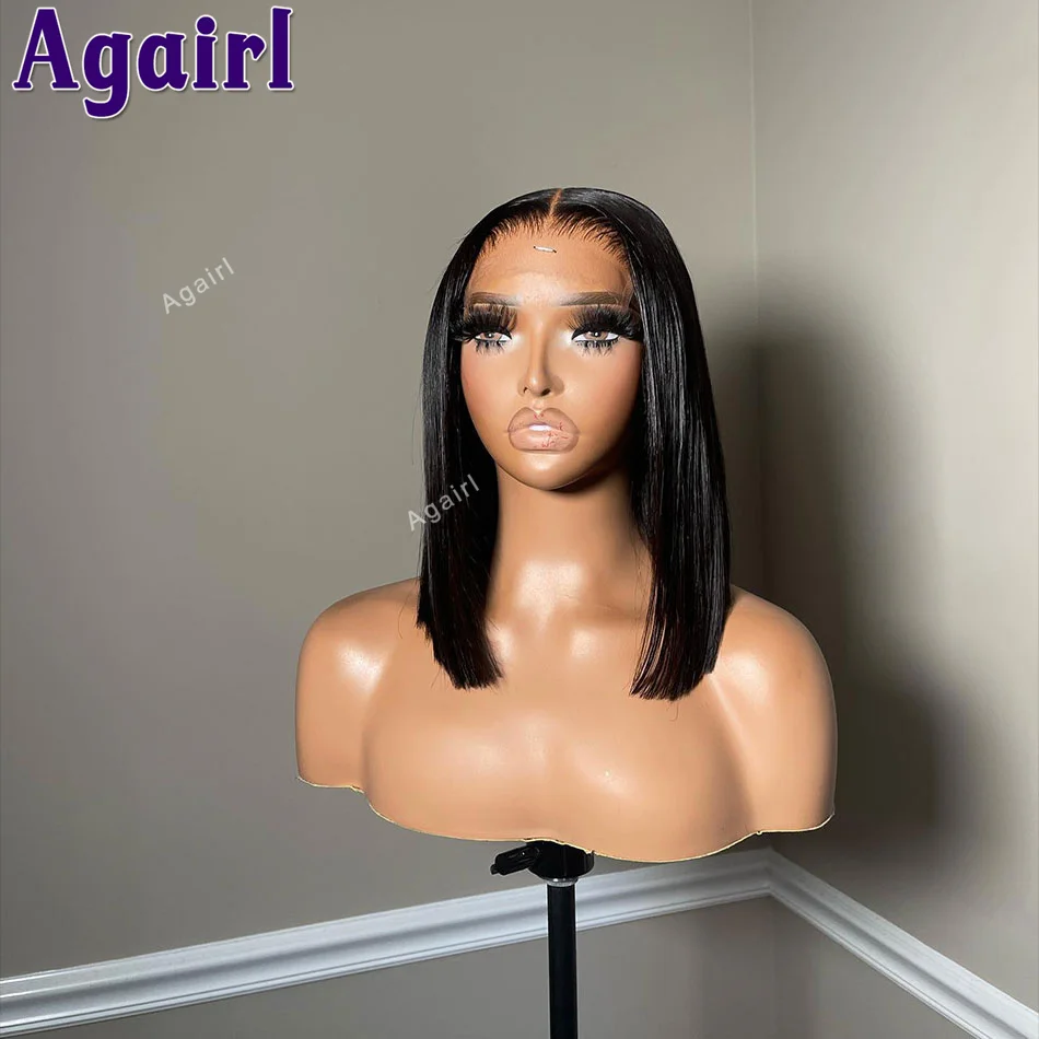 Wig Bob pendek merah sorot rambut manusia dengan kepadatan 180% penuh 13X4 renda Frontal Wig pendek Bob lurus renda depan Wig untuk WANITA HITAM