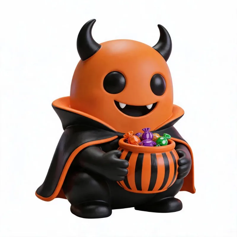 Imaginative contemporary resin modern art sculptures with unique structures, decorative elements, and Halloween themes