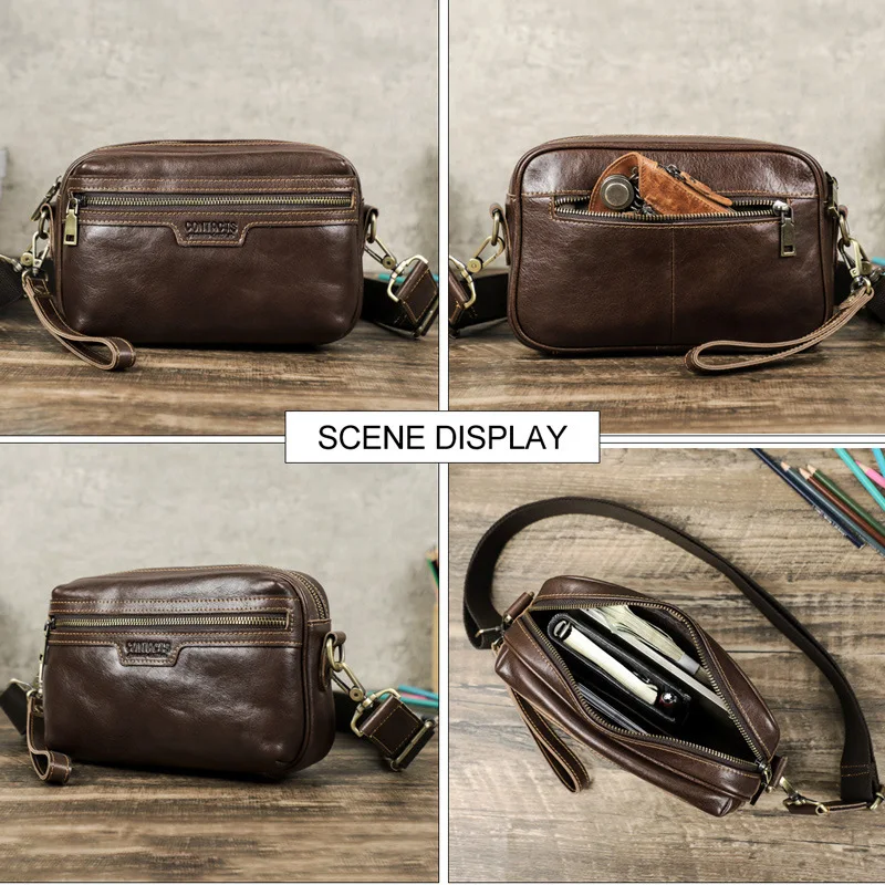 Fashionable British Style Men's Handbag Strap Crossbody Multi Zipper Casual Leather Briefcases  Men's Bag Briefcase Computer Bag