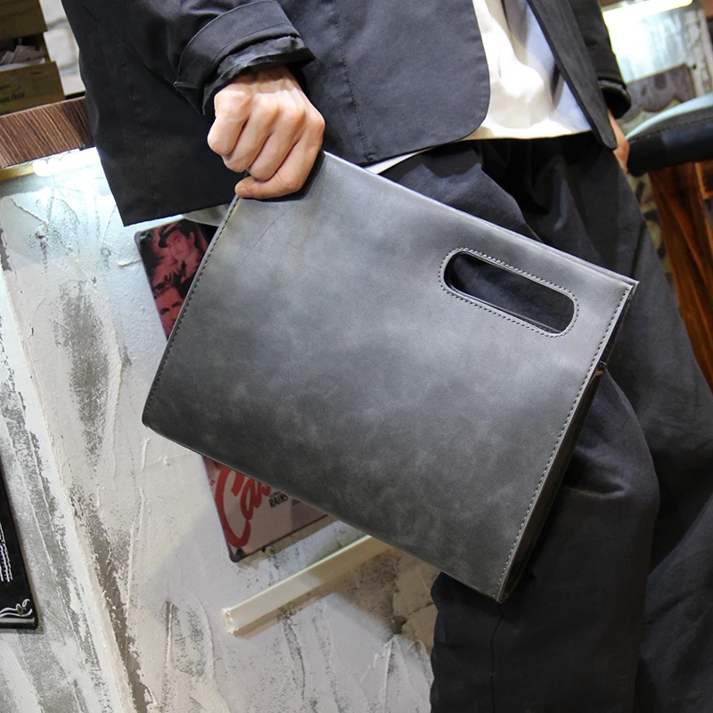 Xiao.p-bolso de mano de cuero sintético para hombre, maletín pequeño de hombro, color gris, de alta calidad, estilo Retro, nuevo diseño