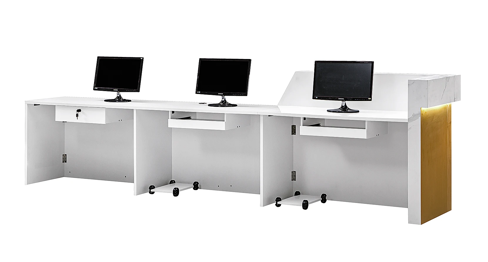 *Hot Selling Durable MDF Construction Sleek Minimalist Reception Desk for Beauty Salons Hotels Gyms Hospitals and Office Lobbies
