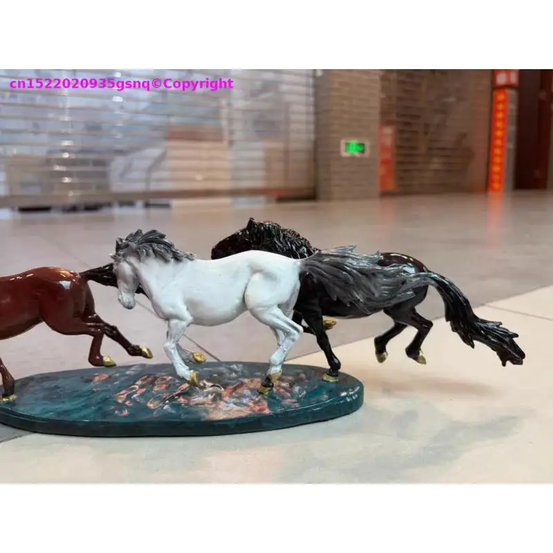 Exclusive TOP COOL lucky bronze Carving animal ornament horse copper sculpture group galloping horse home office bar decoration