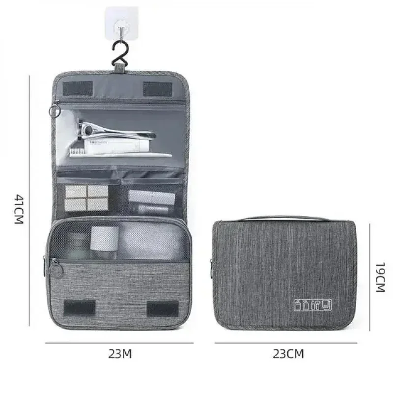 Waterproof Oxford Hanging Travel Toiletry Bag, Portable Cosmetic Makeup Organizer for Men Women