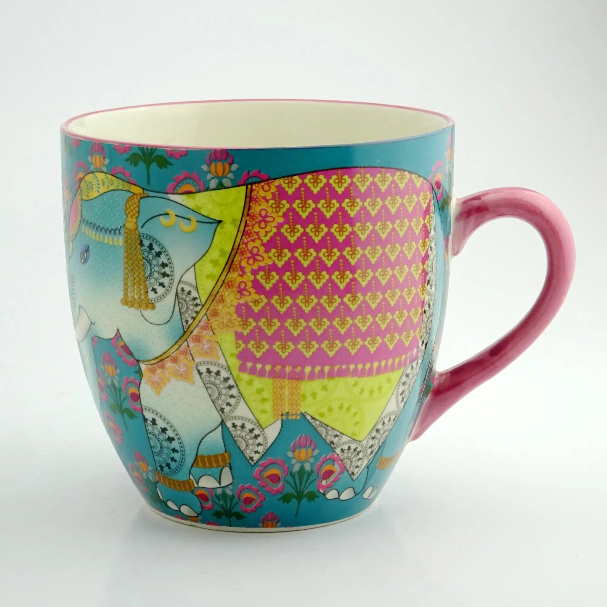 

Brightly Custom Decal Exotic Colorful Ceramic Coffee Mugs Porcelain Elephant Mug