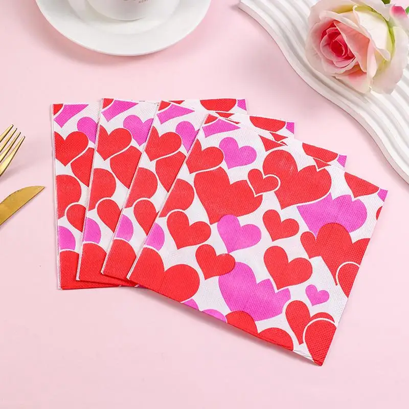 Valentine Guest Napkins Love Heart Paper Napkins For Valentines Day Parties Absorbent Love Hearts Dinner Hand Napkin For Kitchen