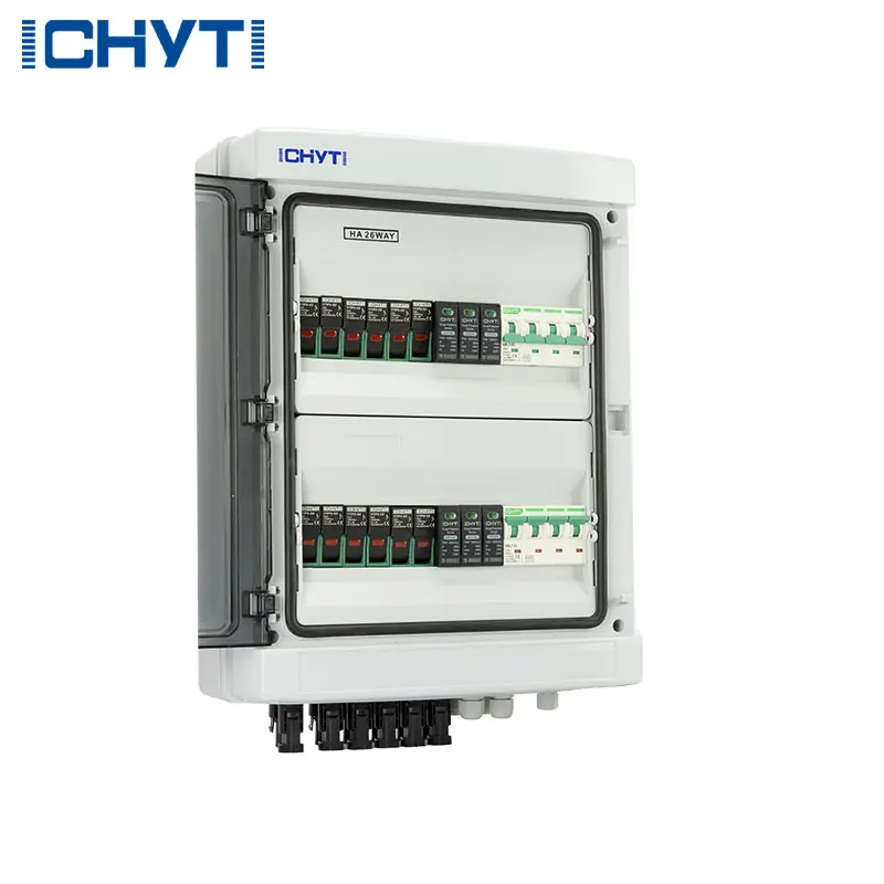 Waterproof Outdoor Surface Mounted 6-in-2-out 1000V IP65 Solar PV Surge Lightning Protection DC Distribution Box Combiner Box