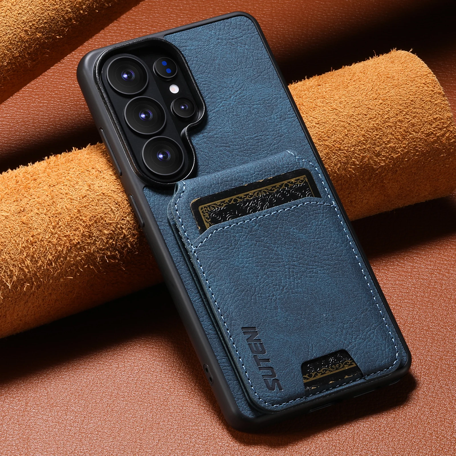 SUTENI Luxus-Kunstleder-Handyhülle mit Kartenhalter für Samsung Galaxy S26 Ultra S25 Plus S24 S23