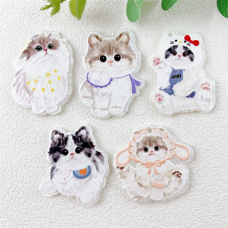 2024 New style Relief effect 56pcs/lot color dog pattern print cartoon animals pet shape acrylic beads diy jewelry accessory