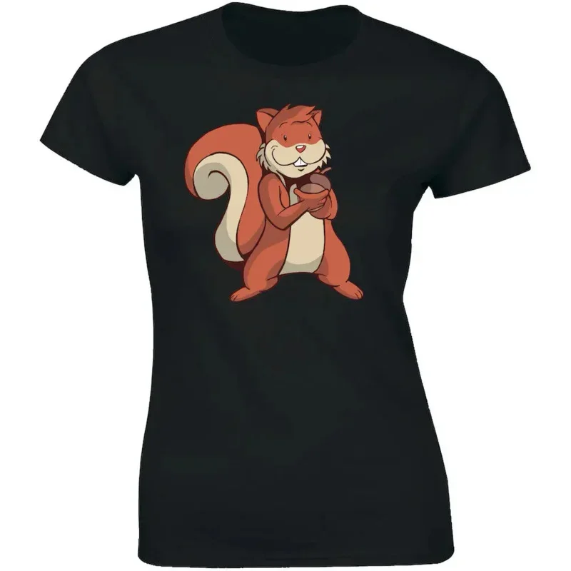 Squirrel Holding Nuts - Backyard Animals Finds A Nut Once In Awhile Women's Tee long or short sleeves