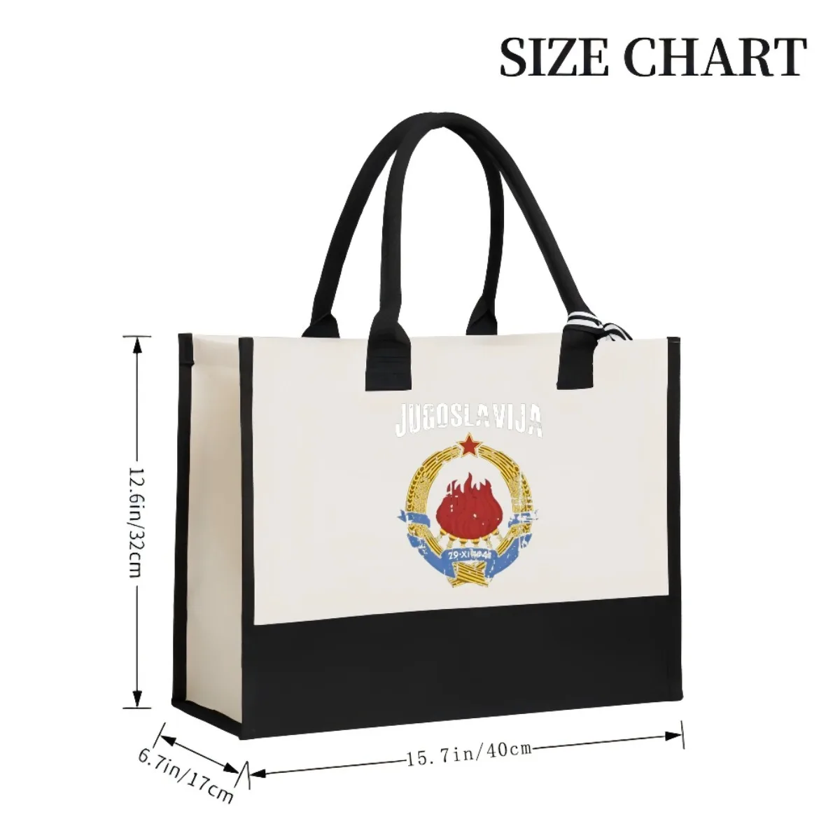 JUGOSLAVIJA 2026 وصول جديد موضة عملية واسعة قابلة لإعادة الاستخدام حمل حقيبة نمط طباعة 2 لهجة الثقيلة حقيبة كتف كبيرة ل