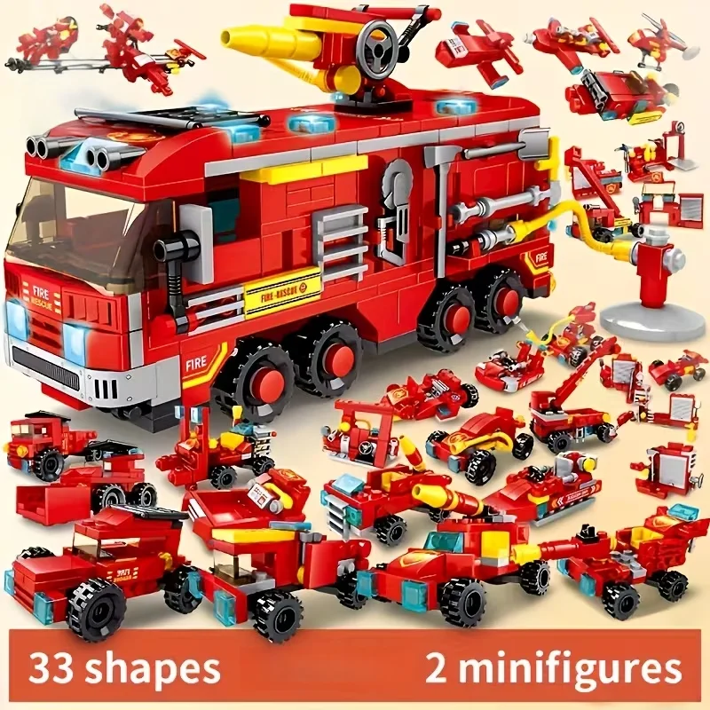 

City Fire Station Building Blocks Set, Rescue Fire Fighting Theme Construction Toy, STEM Educational Toy Perfect Holiday Gift