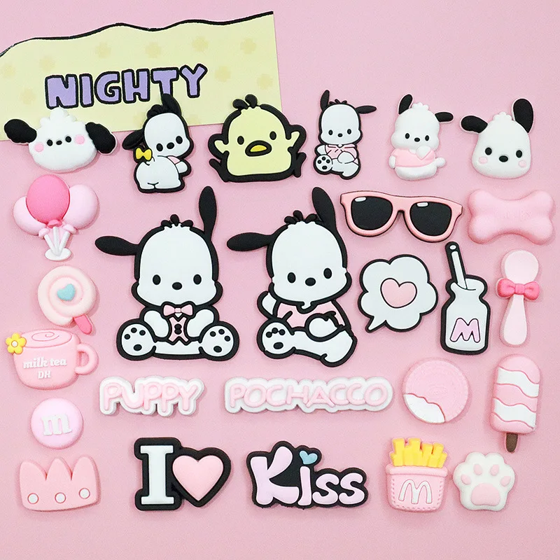 

26Pcs/set Cute Cartoon Sanrio Pochacco Shoe Charms DIY Hole Shoes Detachable Buckle Garden Shoes Accessories Girls Festival Gift