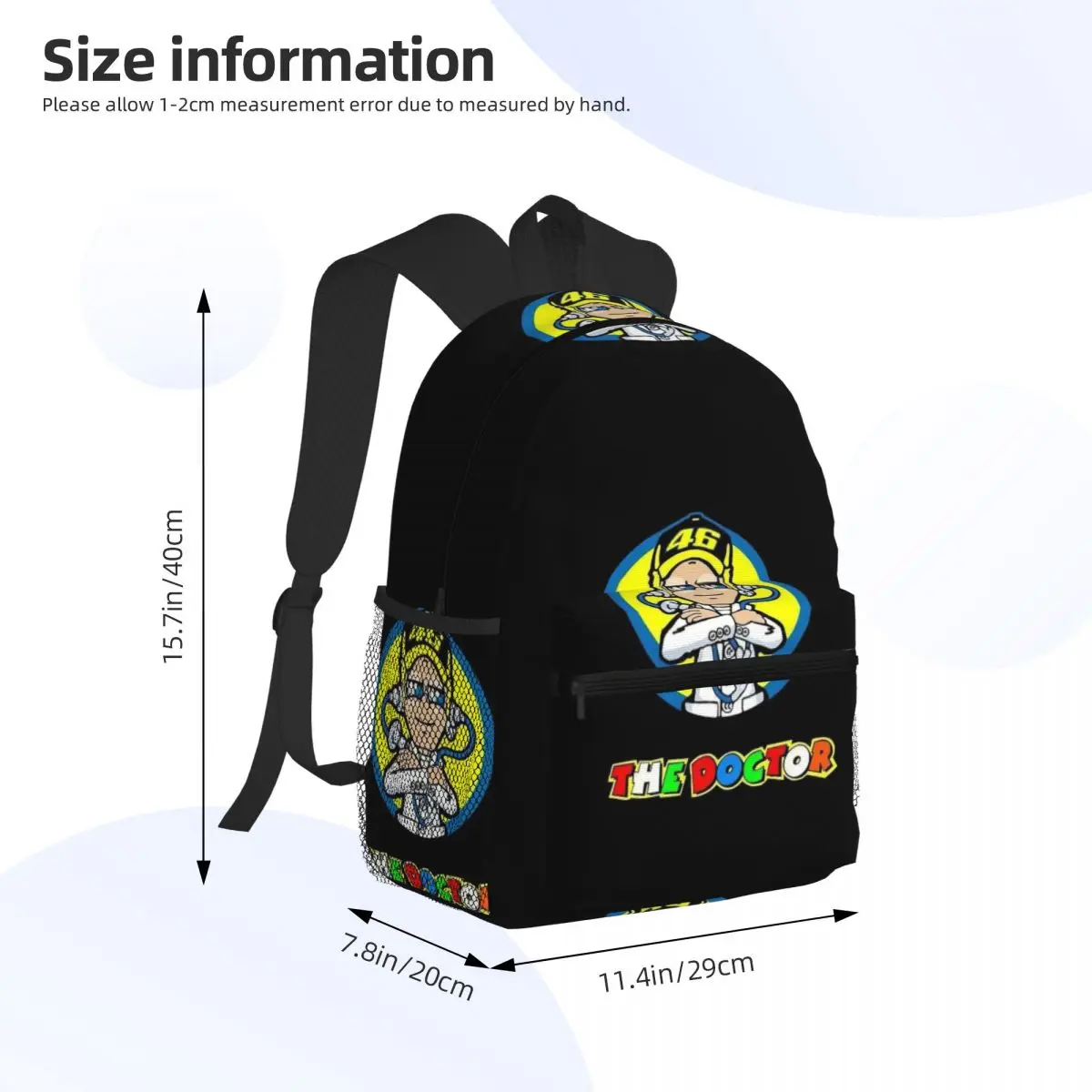 Motorcycle Racing Motor Rossi Student Backpack School Bag Hiking Travel Daypack for Boys Girls Bookbag Shoulder Bags