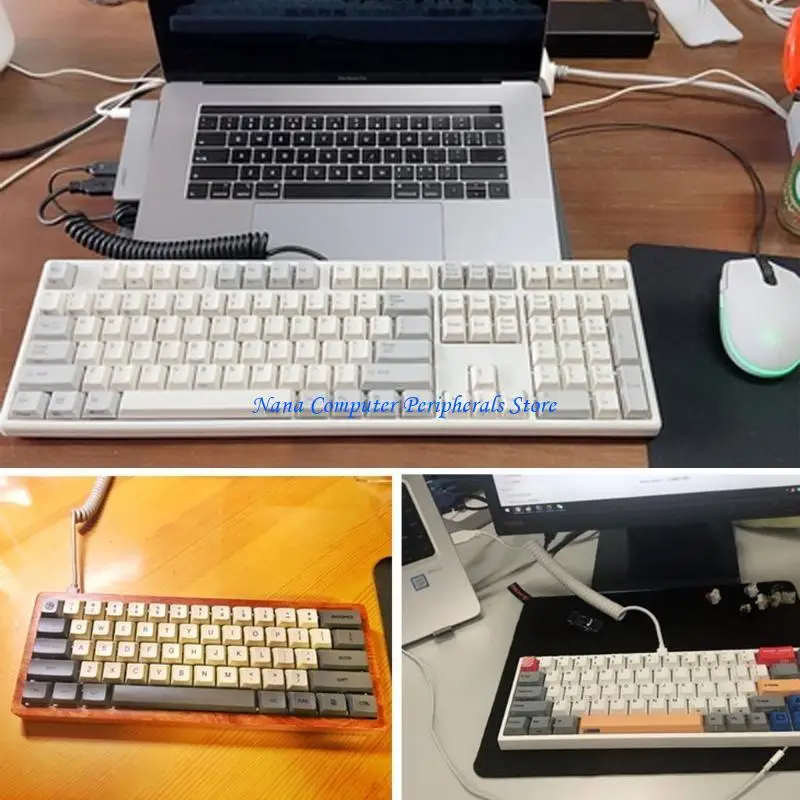 Teclado fio enrolado F68C GH60 USB V2 MINI MICRO TIPO C USB PORTA PARA 2 XD64 XD75 XD96 Teclado