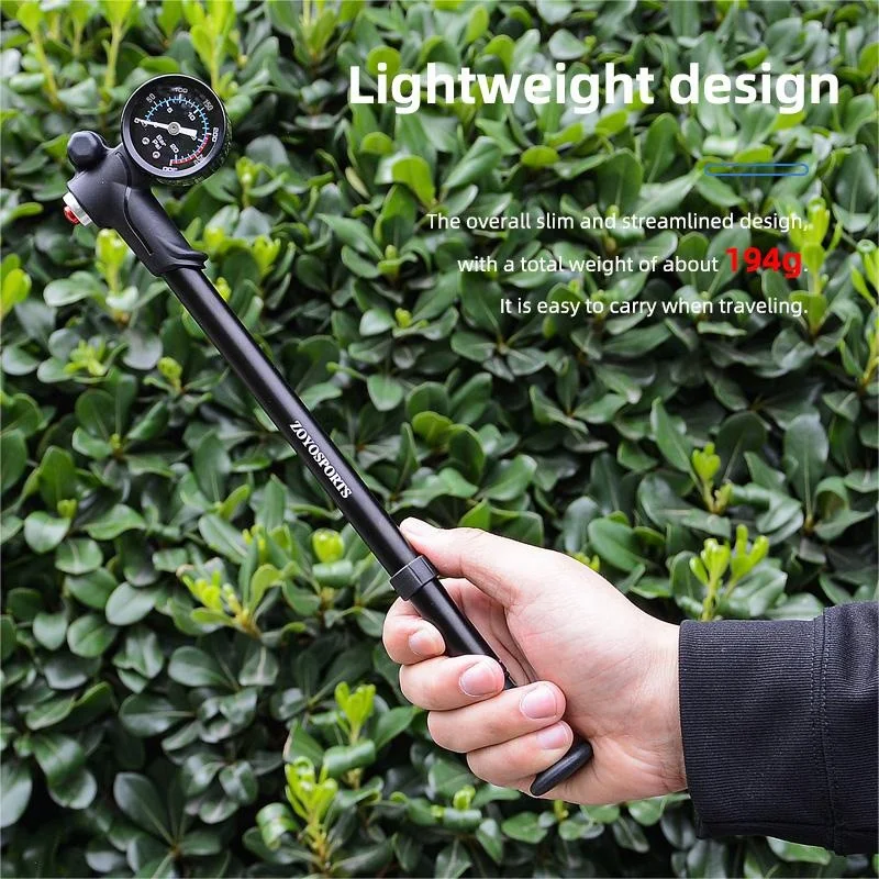 ZOYOSPORTS High Pressure 300 PSI For Front Fork And Rear Suspension Air Shocks Pump With Gauge Portable Bike Bicycle Pump