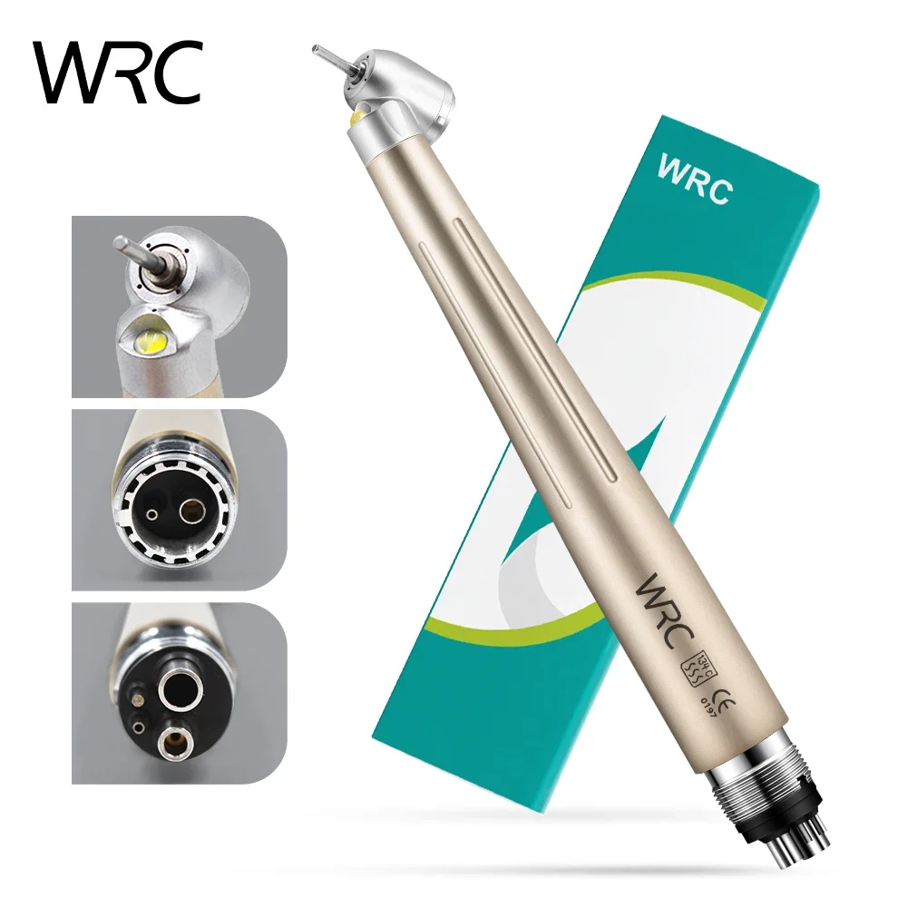 Dental 45 Degree Surgical Led High Speed Handpiece Single Water Spray Push Button Turbine 2/4Hole