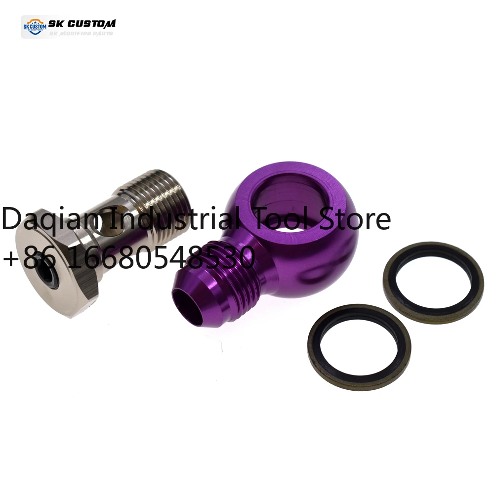 d1sUniversal Type Al Alloy Banjo Ball Adaptor Bolt Fitting Male M18 M22-1.5 to AN8 AN10 360° Rotating Swivel Fitting for Oil Coo