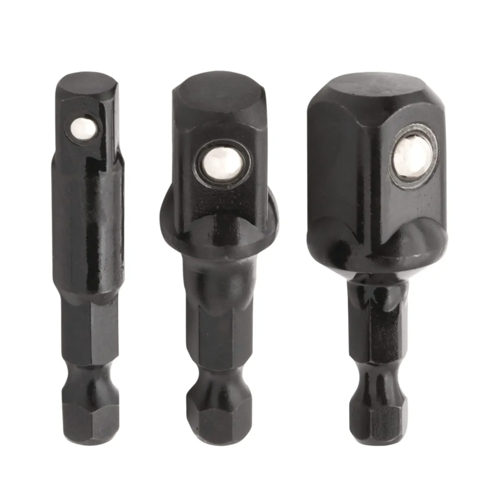 

3Pc Impact Socket Adapter 1/4 3/8 1/2" Nut Driver Sockets Hex Shank Extension for Screwdriver Handle Tool Square Head Drill Bits