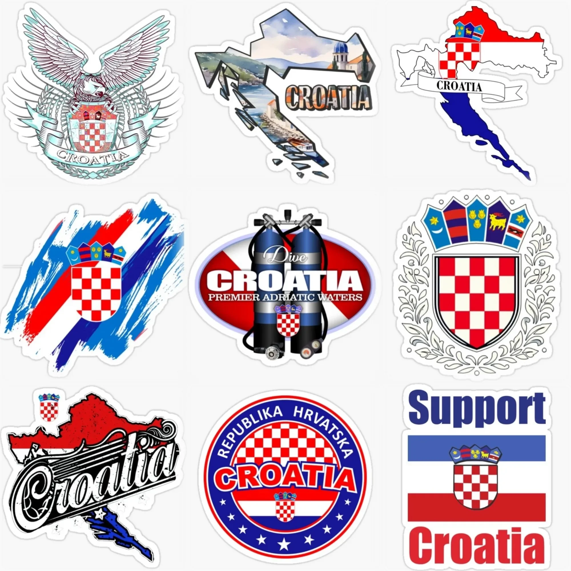 Croatia HR Flag Map National Emblem Creative PVC Car Sticker for Decorate Car Van Helmet Window Wall Fridge Decal Accessories