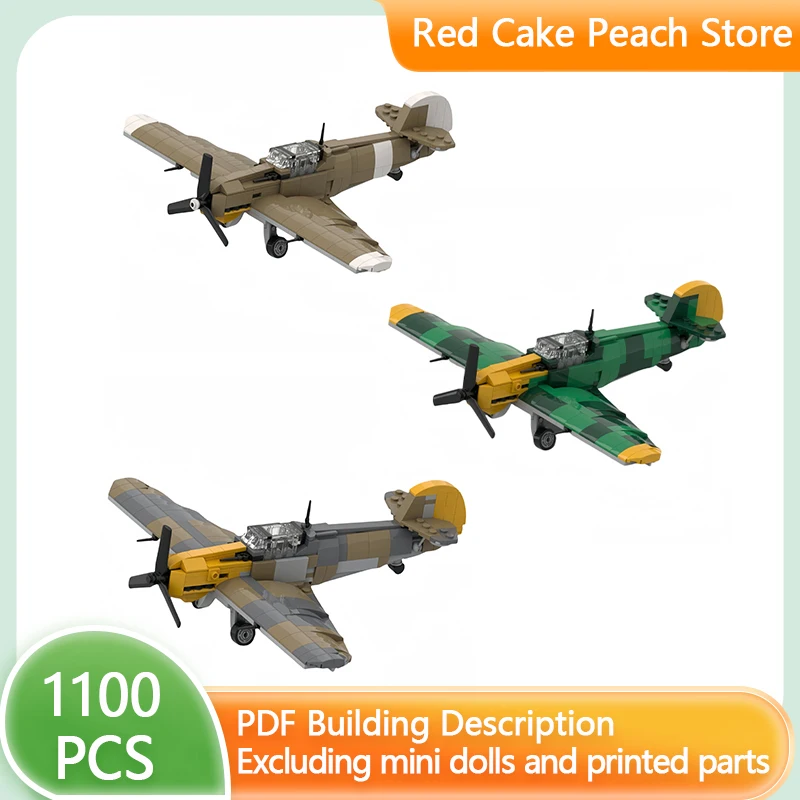 

Military Aircraft Model MOC Building Bricks Bf109 F-4 Fighter Modular Technology Gifts Holiday Assemble Children Toys Suit