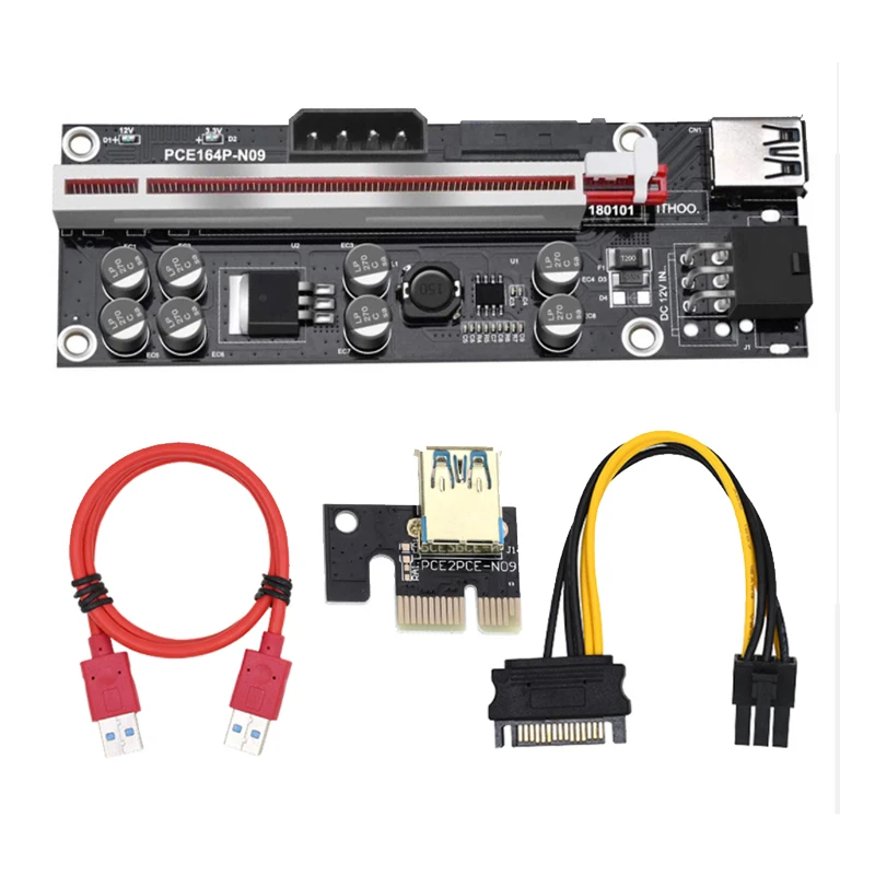 

10 шт. VER009S Plus PCI-E PCIE Riser 009S 6Pin PCI Express адаптер карта Molex USB 3,0 кабель 1X 16X удлинитель