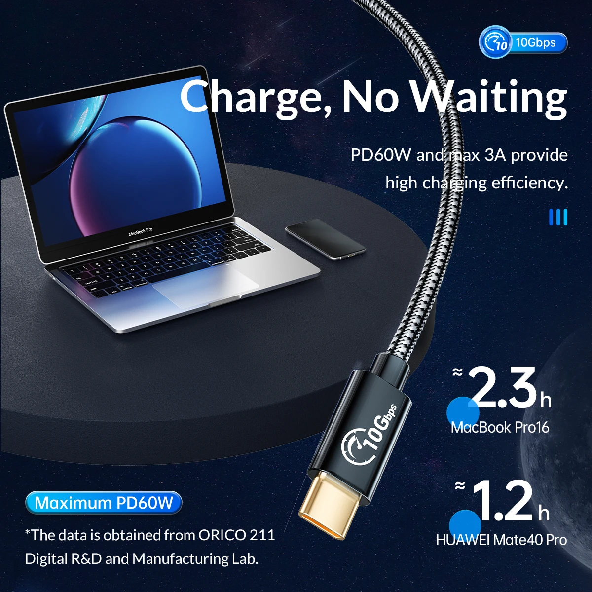 ORICO 10Gbps Gen2 Type-C USB3.1 PD60W สายชาร์จ OTG อะแดปเตอร์ขยาย HDD HUB สำหรับแล็ปท็อปโทรศัพท์แท็บเล็ต