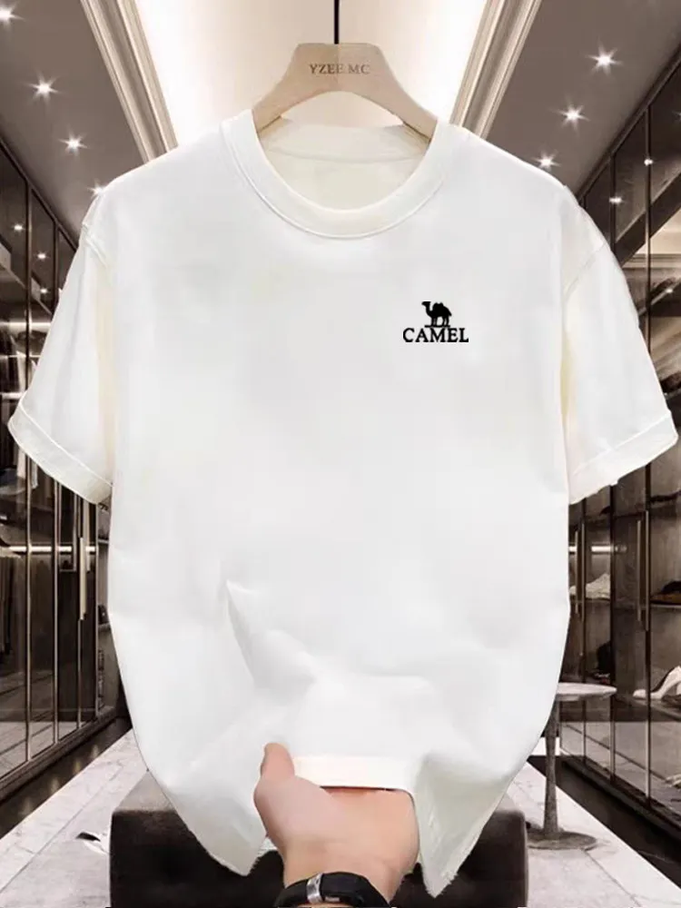 

Camel Short Sleeve T-shirt for Men and Women New Loose 100 100% Cotton Breathable Round Collar Couple Sports Jacket Trend