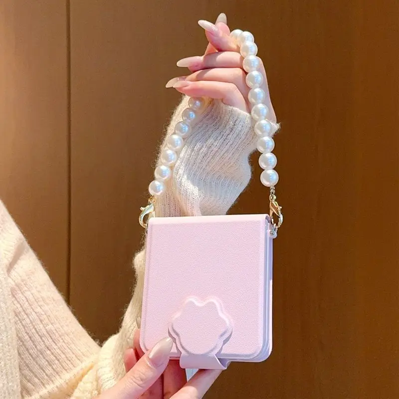 

For Xiaomi MIX Flip 2 Case New Fashion High-value Pearl Chain Full Coverage Anti-drop Cover For Xiaomi MIX Flip Shockproof Funda