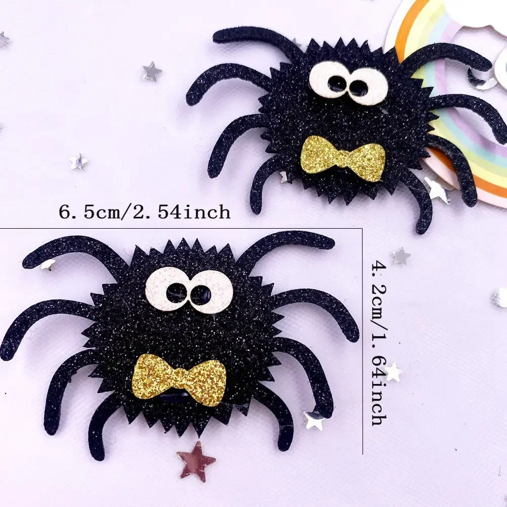 8pcs Felt Fabric Colorful Glitter Cartoon Skull Head Black Cat Big Spider Eyeball Applique Sewing DIY Hair Bow Halloween E983