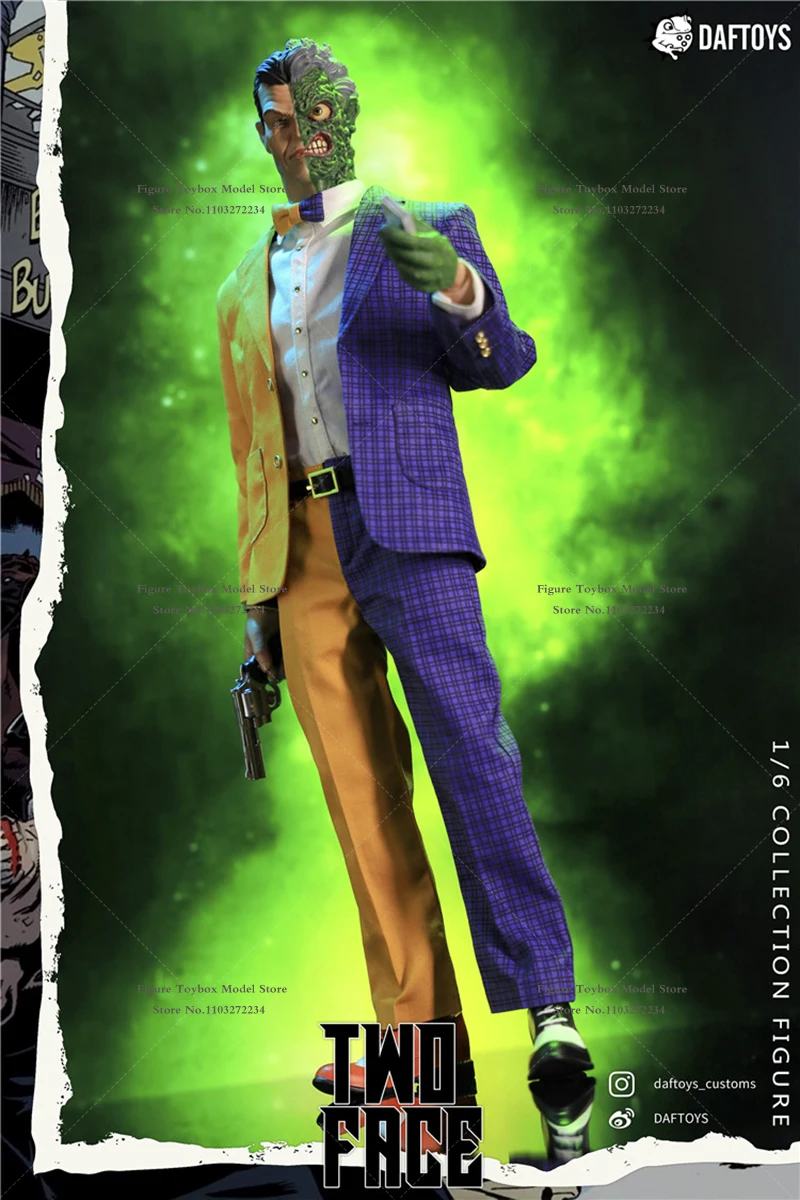 DAFTOYS F06 1/6 Movable Man Action Figure Green Two-Face Detective Comics Villain Delicate 12