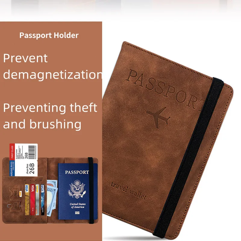 Stop RFID PU Passport Cover Credit ID Card Wallet Waterproof Document Business Bandage Passport Holder Travel Multifunction