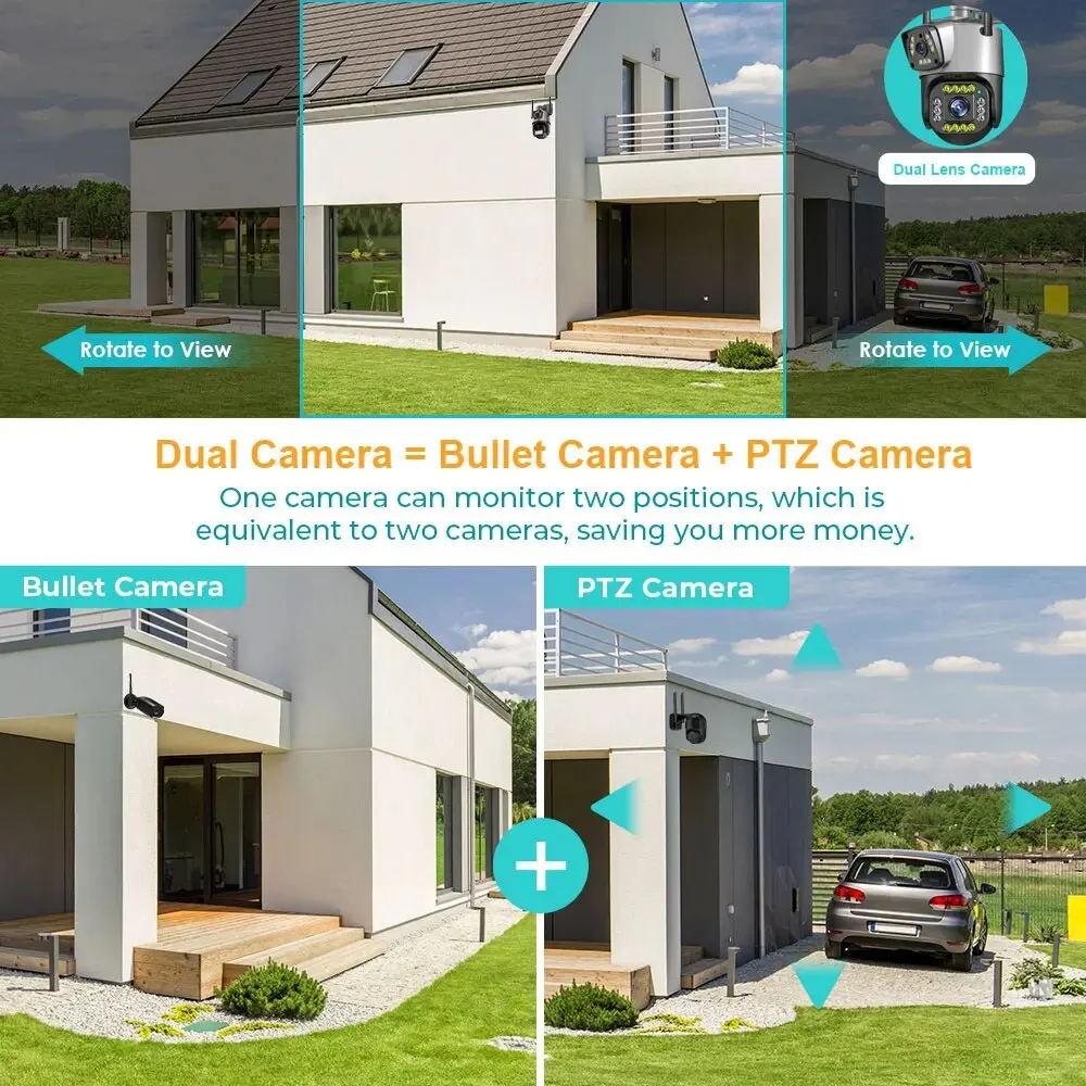 Doppel objektiv 4g IP-Kamera WiFi 8mp 4k Überwachungs kameras drahtlose Outdoor Smart Home Nachtsicht v380 Digital zoom CCTV-Kamera