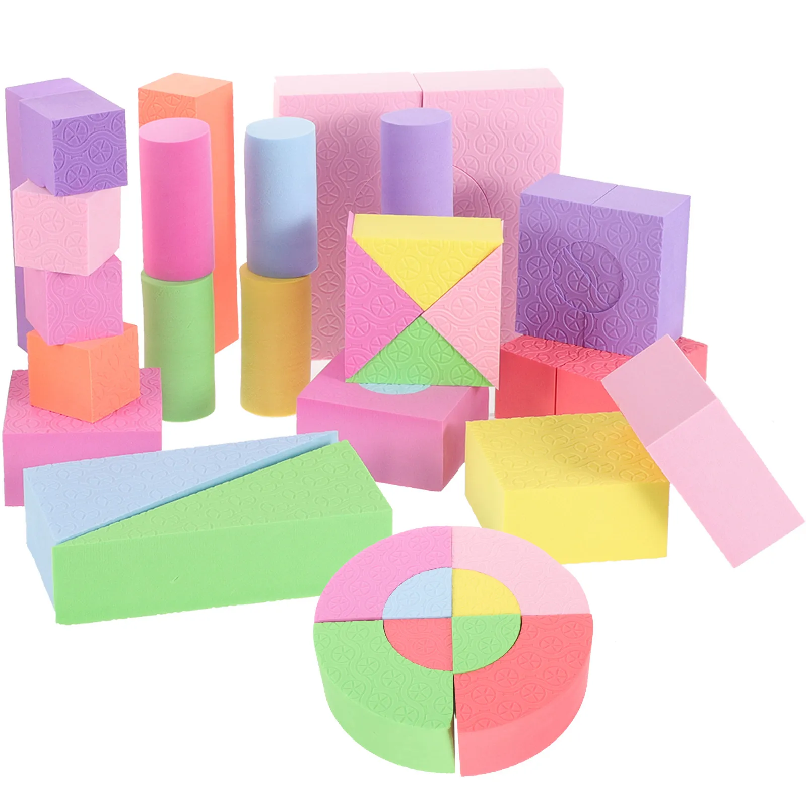 

52Pcs Geometric Shape Foam Blocks for Toddlers 1-3 Years Eva Soft Stackable Early Education Color Cognition Fine