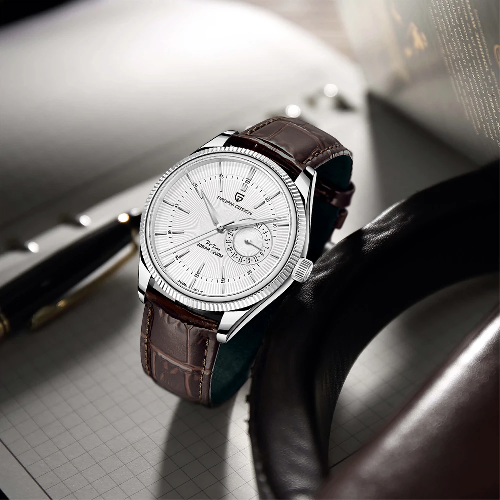 

Мужские часы PAGANI DESIGN, повседневные, модные, простые, роскошные, с имитацией кварцевого механизма VH65, спортивные, кожаный ремешок, водонепроницаемые (100 м).
