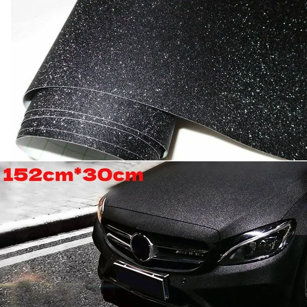 Black Sandy Glitter Vinyl Car Wrap Film Car Sticker DIY Styling Adhesive Air Release Decal Wrapping For Car Motorcyle Boat