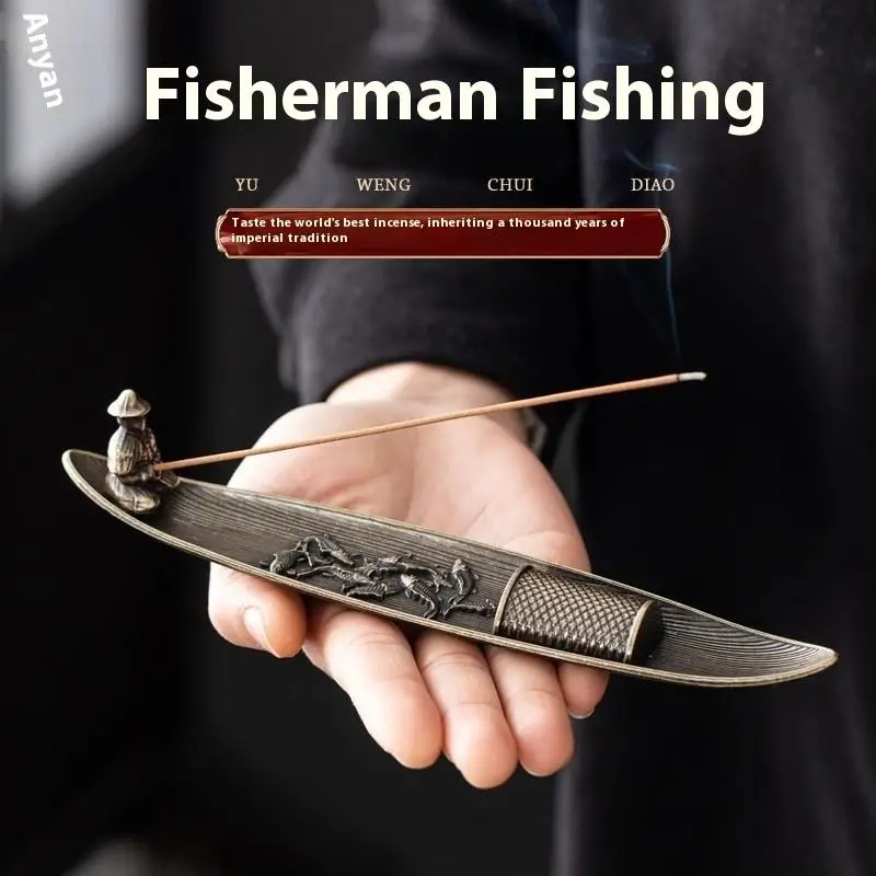 【TG】1 Set Multi Fish Chinesischer Fischer Angeln Weihrauch Räuchergefäß Halter für Weihrauchstäbchen Home Decor Zubehör