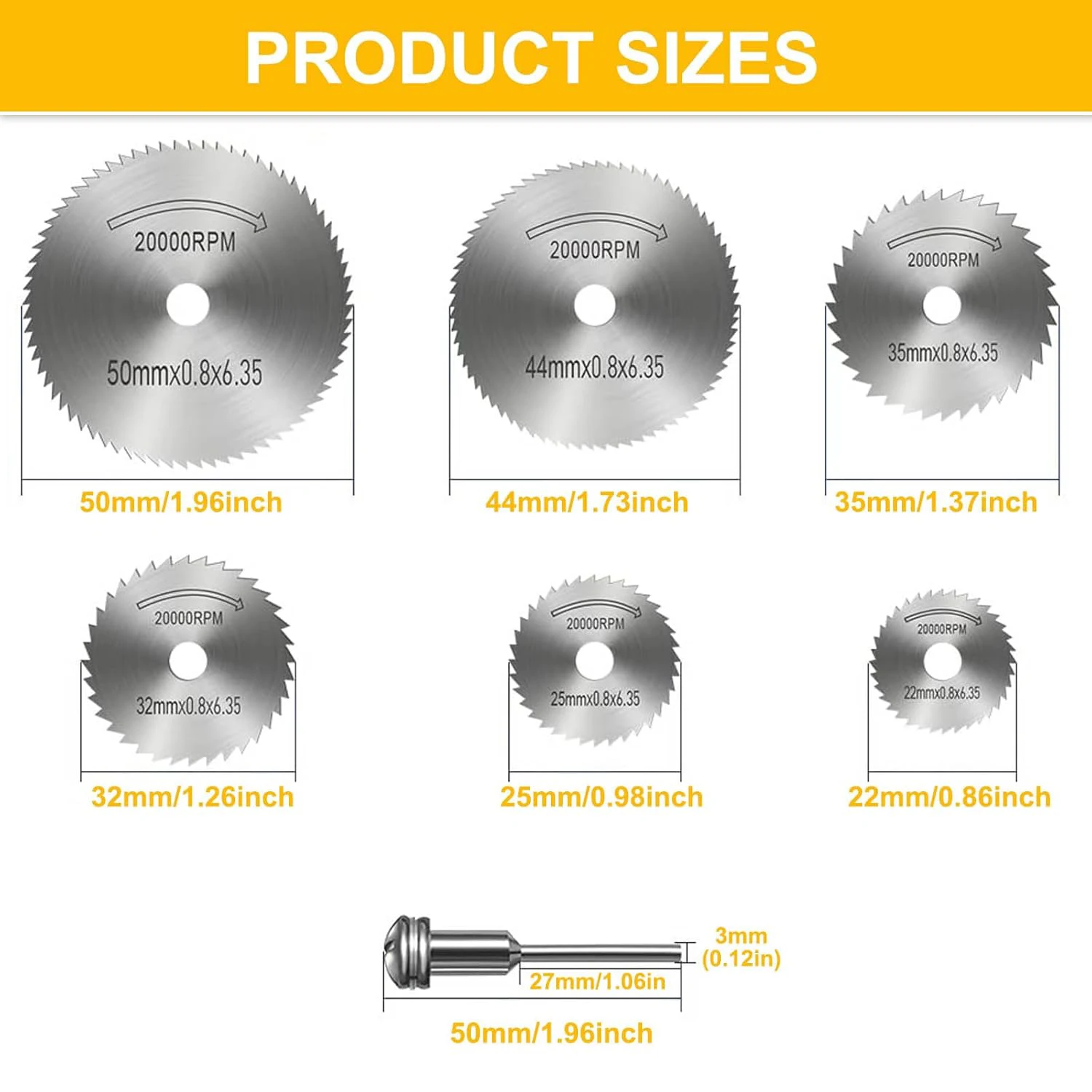 7Pcs/Set HSS Circular Saw Blade MiniCutting Disc For Dremel High Speed ​​Rotating Tool Metal Wood Plastic Cutting Wheel 22-50mm