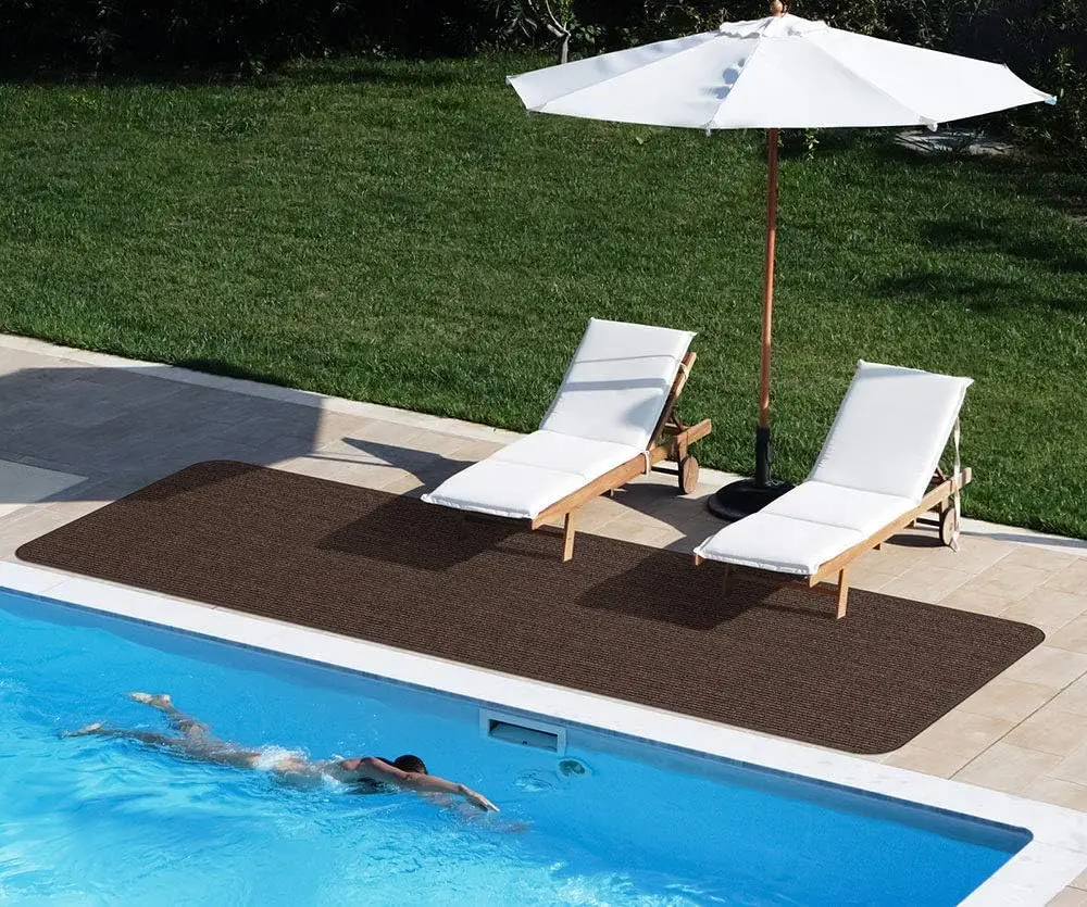 Indoor Outdoor Double-Ribbed Carpet Runner With Skid-Resistant Rubber Backing - Bittersweet Brown - 3 Feet X 10 Feet